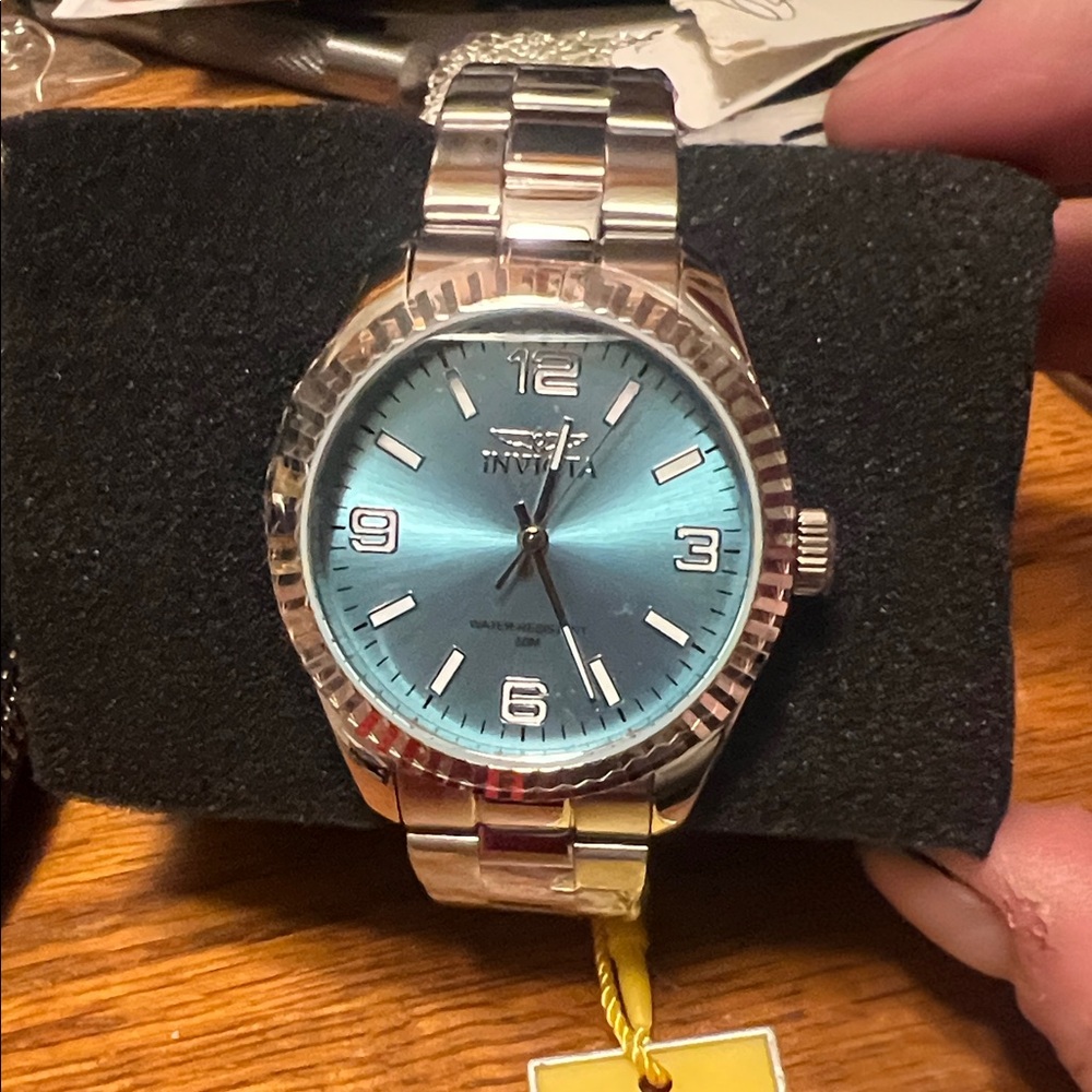 Invicta Silver Watch with Blue Dial